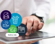 An online user interacting with seamlessly integrated native ads, showcasing their continued relevance in 2025