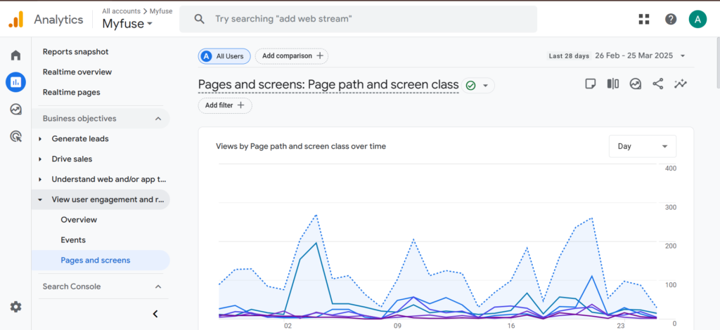 Google analytics interface